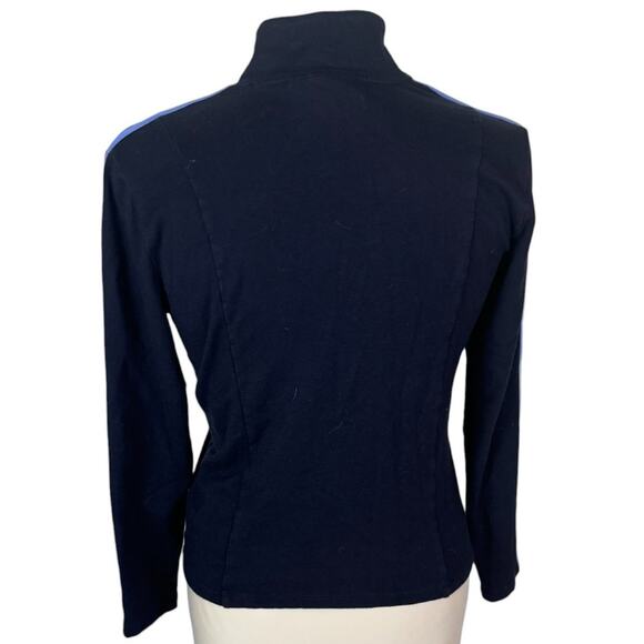 Talbots Small Navy Blue Womens Short Full Zip Long Sleeve Sweatshirt - Picture 2 of 6